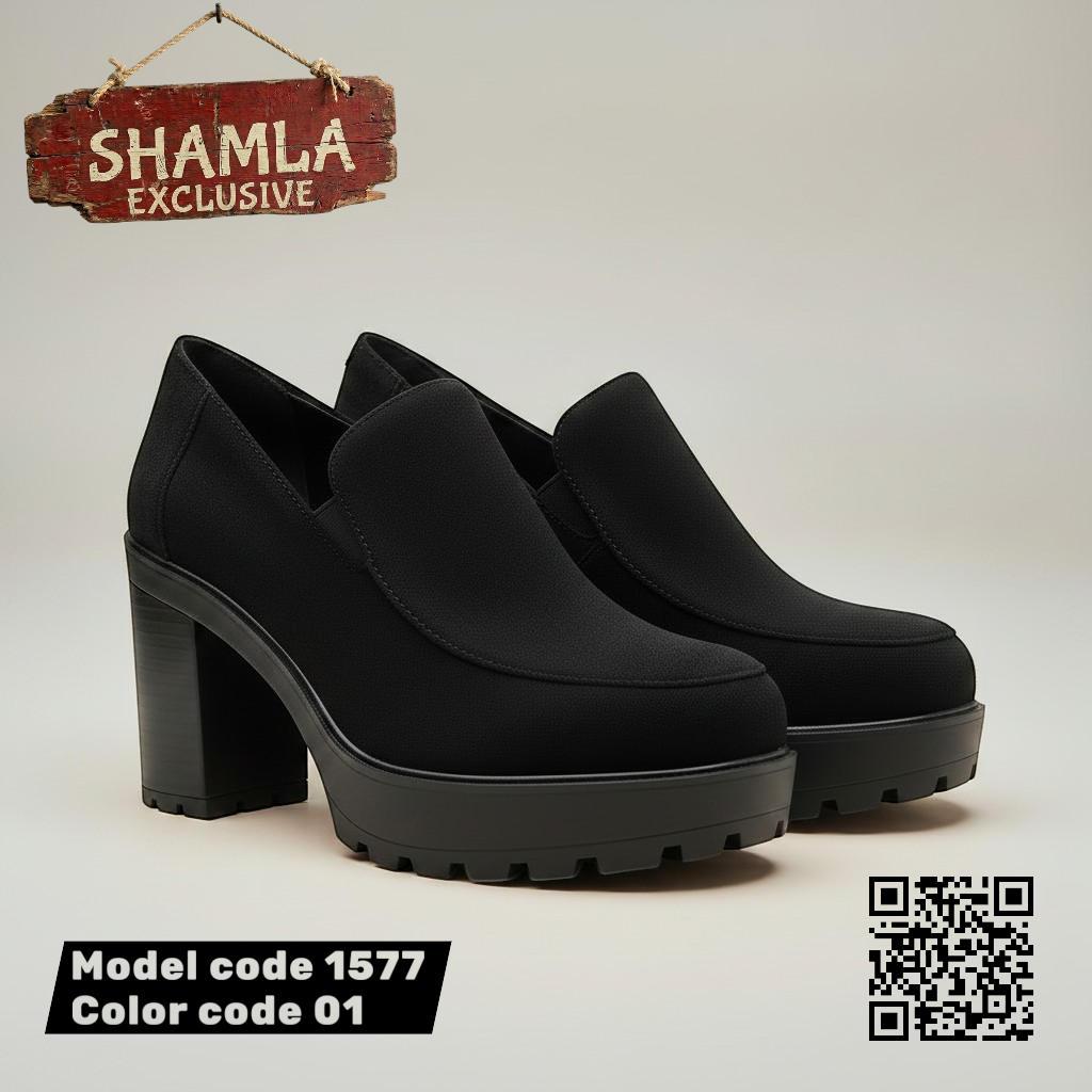 شوز ’شاملة’ شمواه فاخر - كعب 7سم (كود 1577) - Black / 37 - Heels
