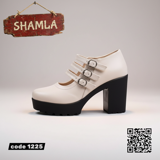شوز ’تريبل باكل’ نعل طبي (كود 1225) - Beige / 37 - Heels